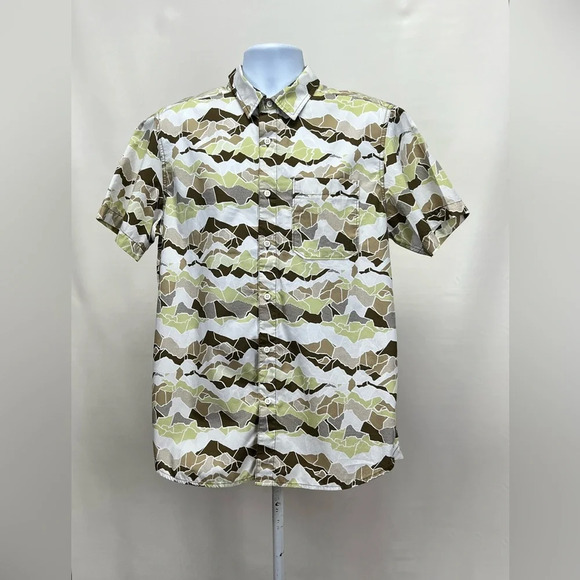 NORTH FACE Brown and white abstract mountain print shirt size L. - Picture 3 of 12